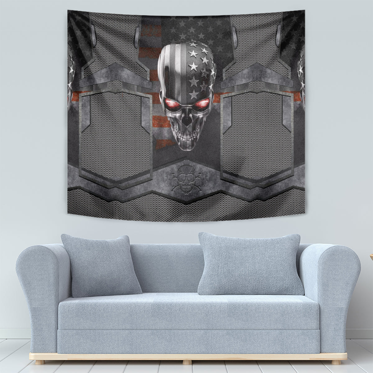 Skull Tapestry Metal Head Skull American - Wonder Print Shop
