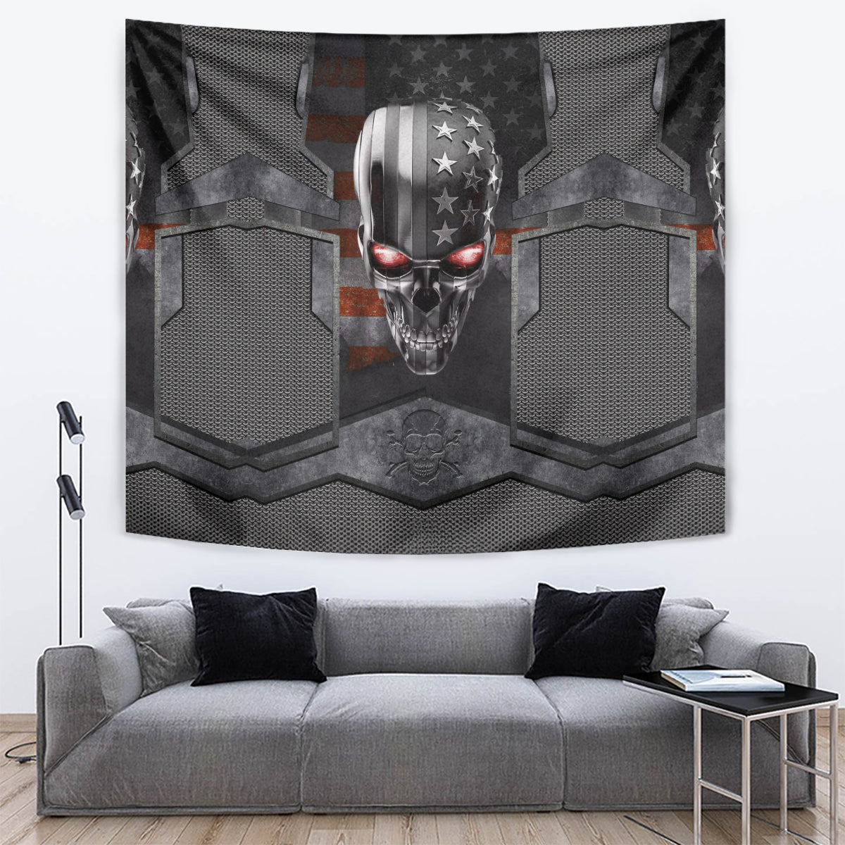 Skull Tapestry Metal Head Skull American - Wonder Print Shop