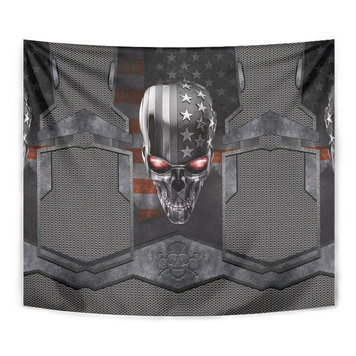 Skull Tapestry Metal Head Skull American - Wonder Print Shop