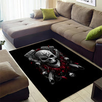 Skull Area Rug Riding Motocycle Girl Rose - Wonder Print Shop