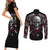 Skull Couples Matching Short Sleeve Bodycon Dress and Long Sleeve Button Shirts Riding Motocycle Girl Rose - Wonder Print Shop