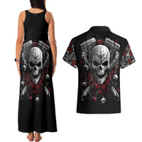 Skull Couples Matching Tank Maxi Dress And Hawaiian Shirt Riding Motocycle Girl Rose - Wonder Print Shop