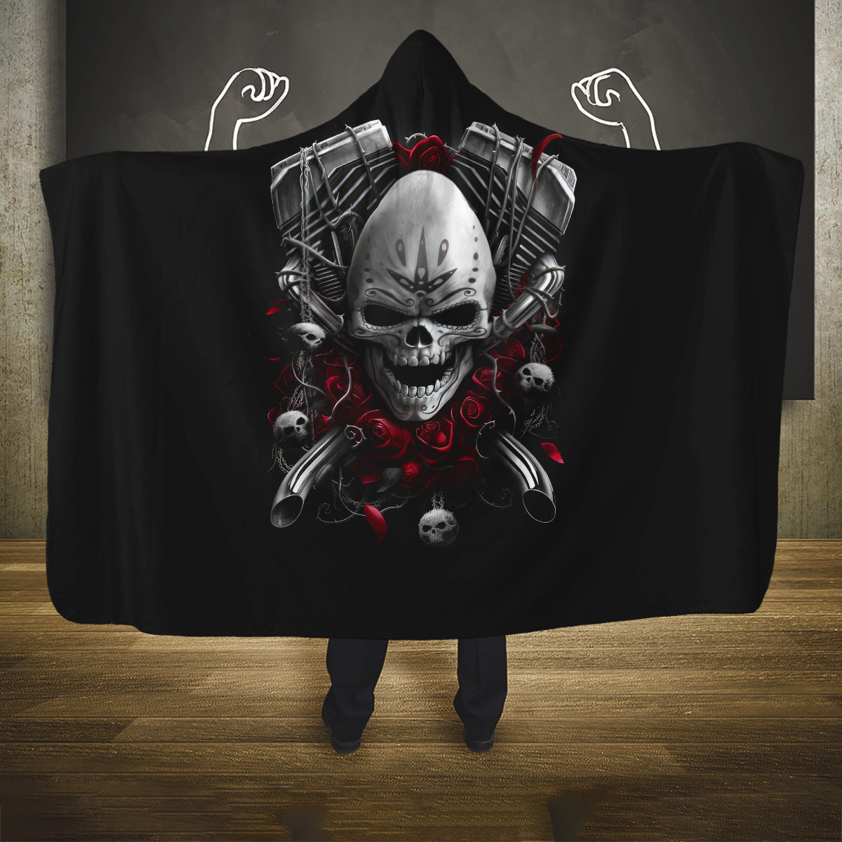 skull-hooded-blanket-riding-motocycle-girl-rose