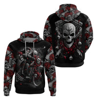 Skull Hoodie Riding Motocycle Girl Rose - Wonder Print Shop