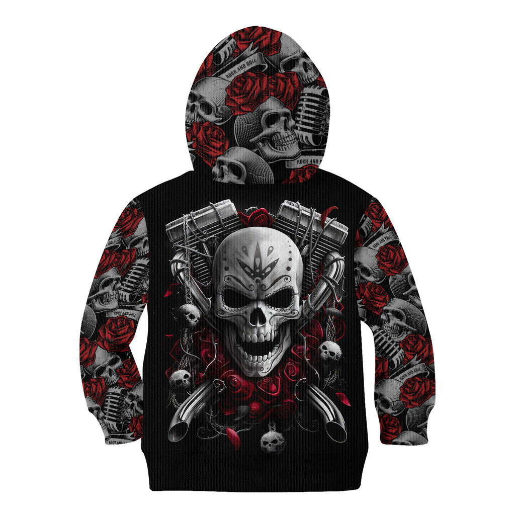 Skull Kid Hoodie Riding Motocycle Girl Rose - Wonder Print Shop