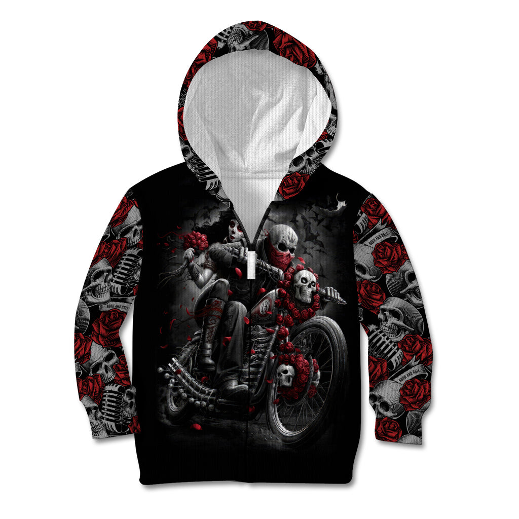 Skull Kid Hoodie Riding Motocycle Girl Rose - Wonder Print Shop
