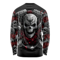Skull Long Sleeve Shirt Riding Motocycle Girl Rose - Wonder Print Shop