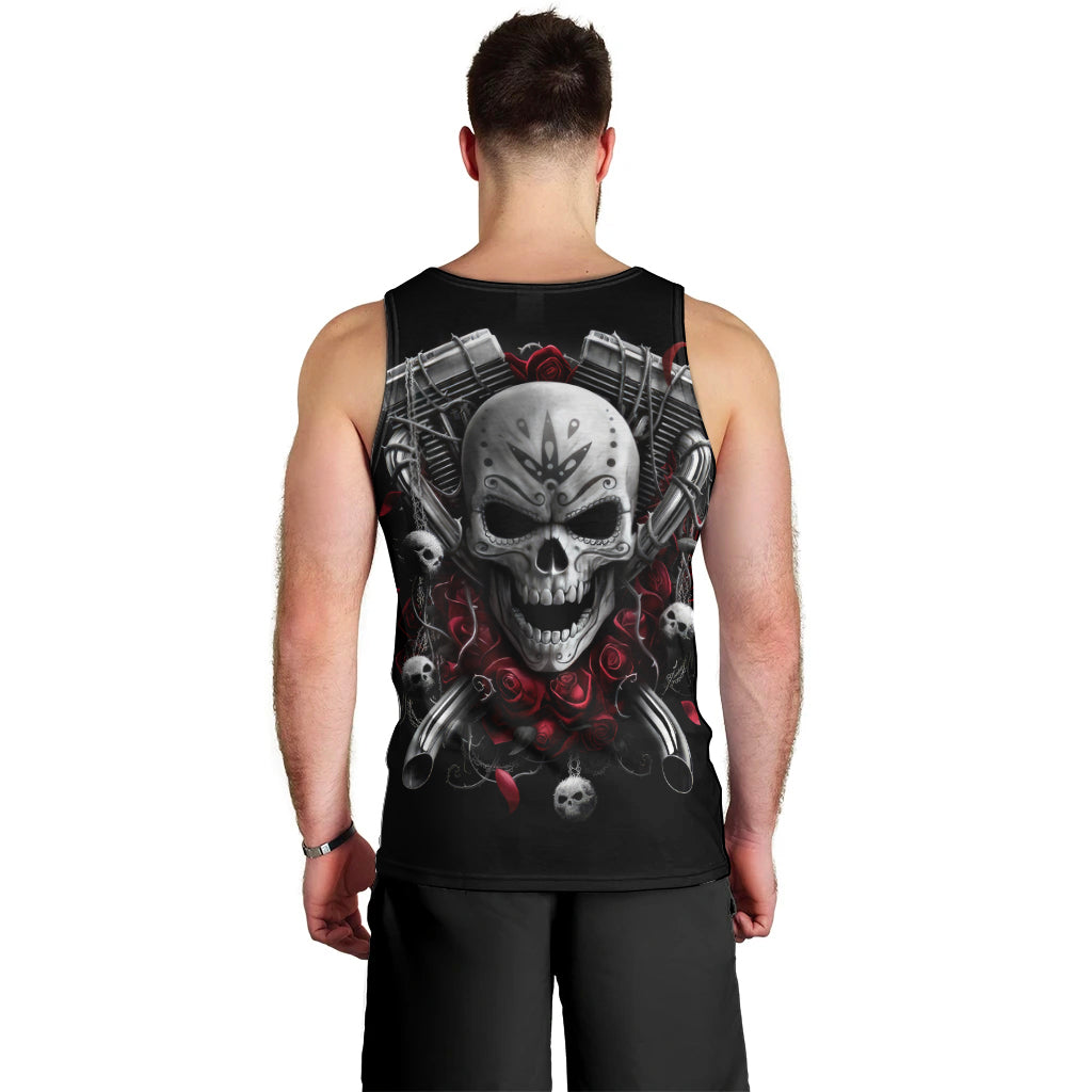 Skull Men Tank Top Riding Motocycle Girl Rose DT01