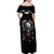 Skull Off Shoulder Maxi Dress Riding Motocycle Girl Rose - Wonder Print Shop