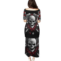 Skull Puletasi Riding Motocycle Girl Rose - Wonder Print Shop