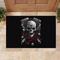 Skull Rubber Doormat Riding Motocycle Girl Rose - Wonder Print Shop