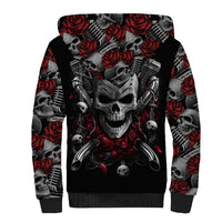 Skull Sherpa Hoodie Riding Motocycle Girl Rose - Wonder Print Shop