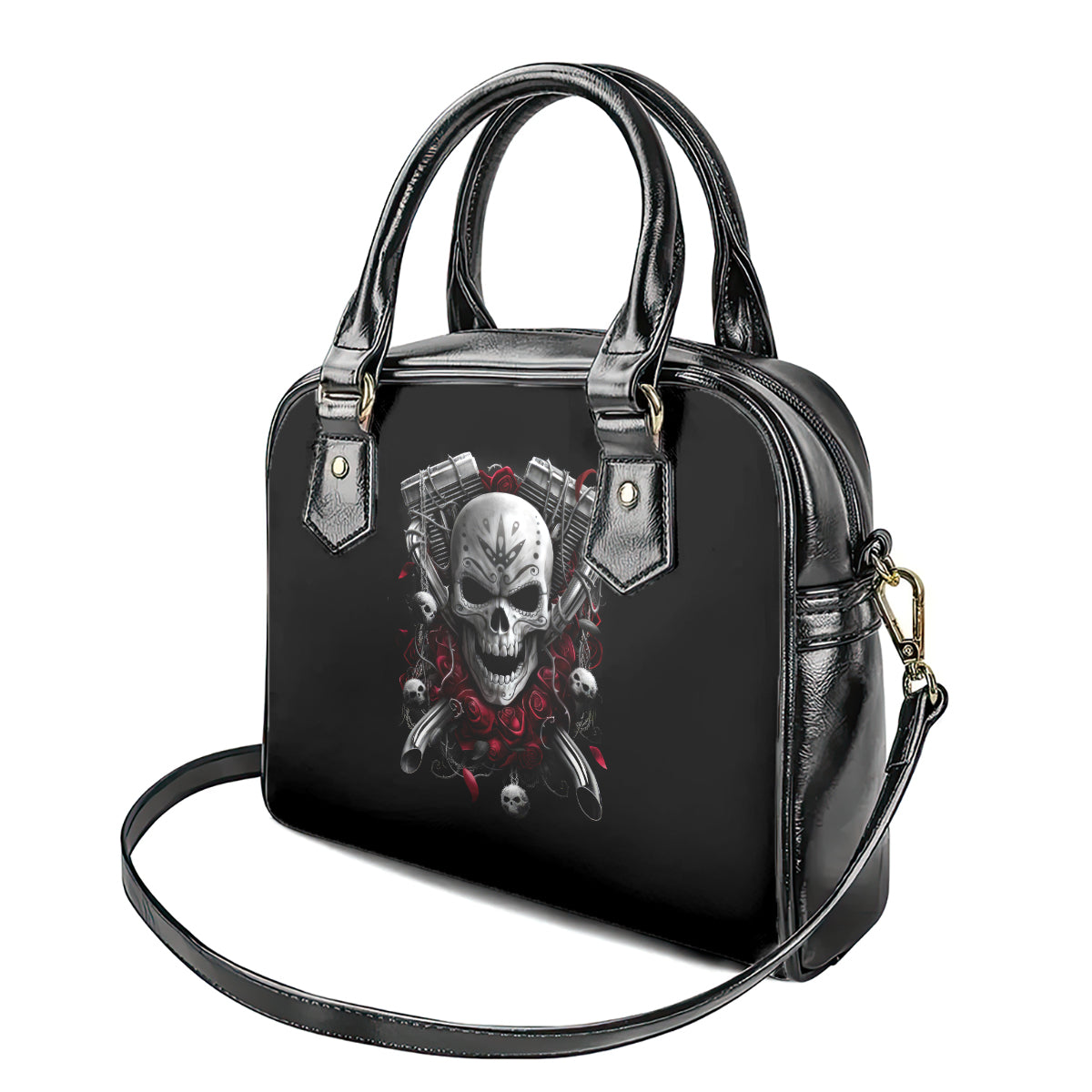 skull-shoulder-handbag-riding-motocycle-girl-rose