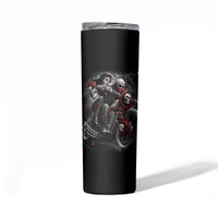 Skull Skinny Tumbler Riding Motocycle Girl Rose - Wonder Print Shop