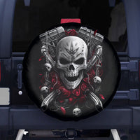 Skull Spare Tire Cover Riding Motocycle Girl Rose - Wonder Print Shop