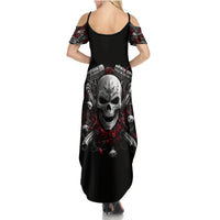 Skull Summer Maxi Dress Riding Motocycle Girl Rose - Wonder Print Shop