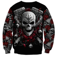 Skull Sweatshirt Riding Motocycle Girl Rose - Wonder Print Shop