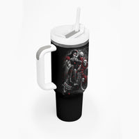 Skull Tumbler With Handle Riding Motocycle Girl Rose - Wonder Print Shop