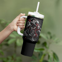 Skull Tumbler With Handle Riding Motocycle Girl Rose - Wonder Print Shop
