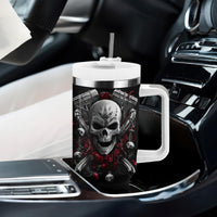 Skull Tumbler With Handle Riding Motocycle Girl Rose - Wonder Print Shop