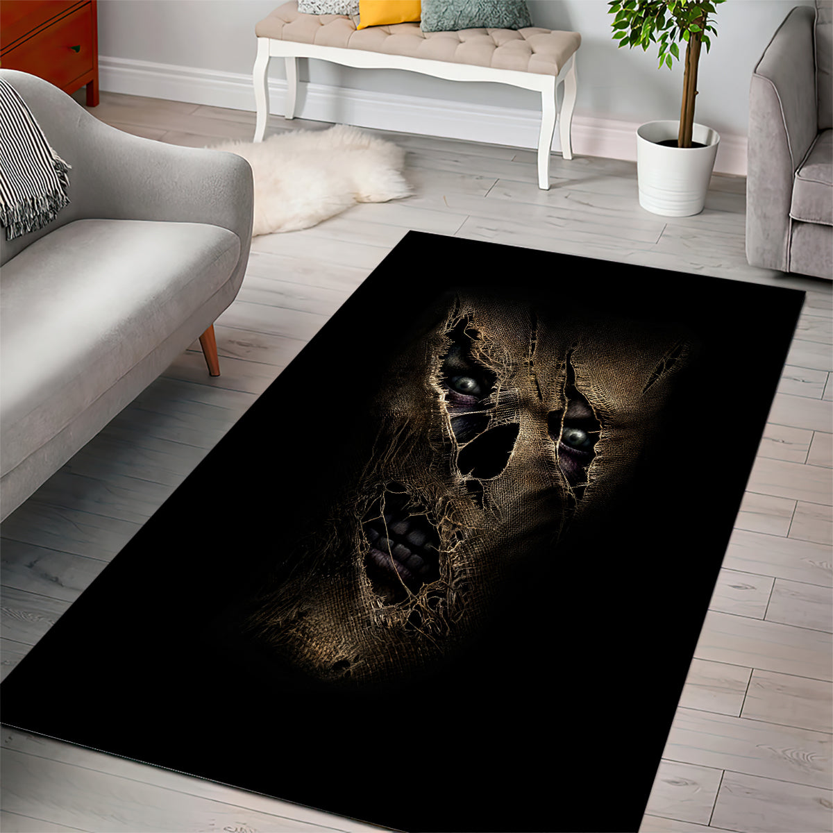 Skull Area Rug Mummy Face Inside - Wonder Print Shop