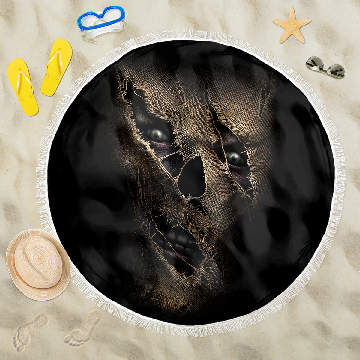 Skull Beach Blanket Mummy Face Inside - Wonder Print Shop