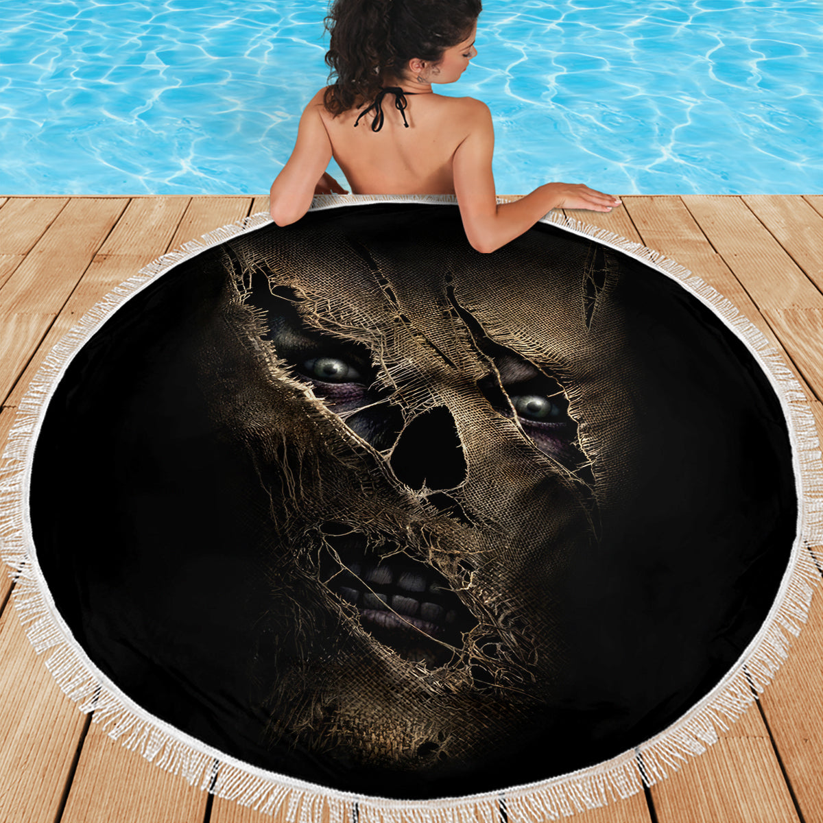 Skull Beach Blanket Mummy Face Inside - Wonder Print Shop