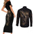 Skull Couples Matching Short Sleeve Bodycon Dress and Long Sleeve Button Shirts Mummy Face Inside - Wonder Print Shop