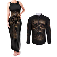 Skull Couples Matching Tank Maxi Dress and Long Sleeve Button Shirts Mummy Face Inside - Wonder Print Shop