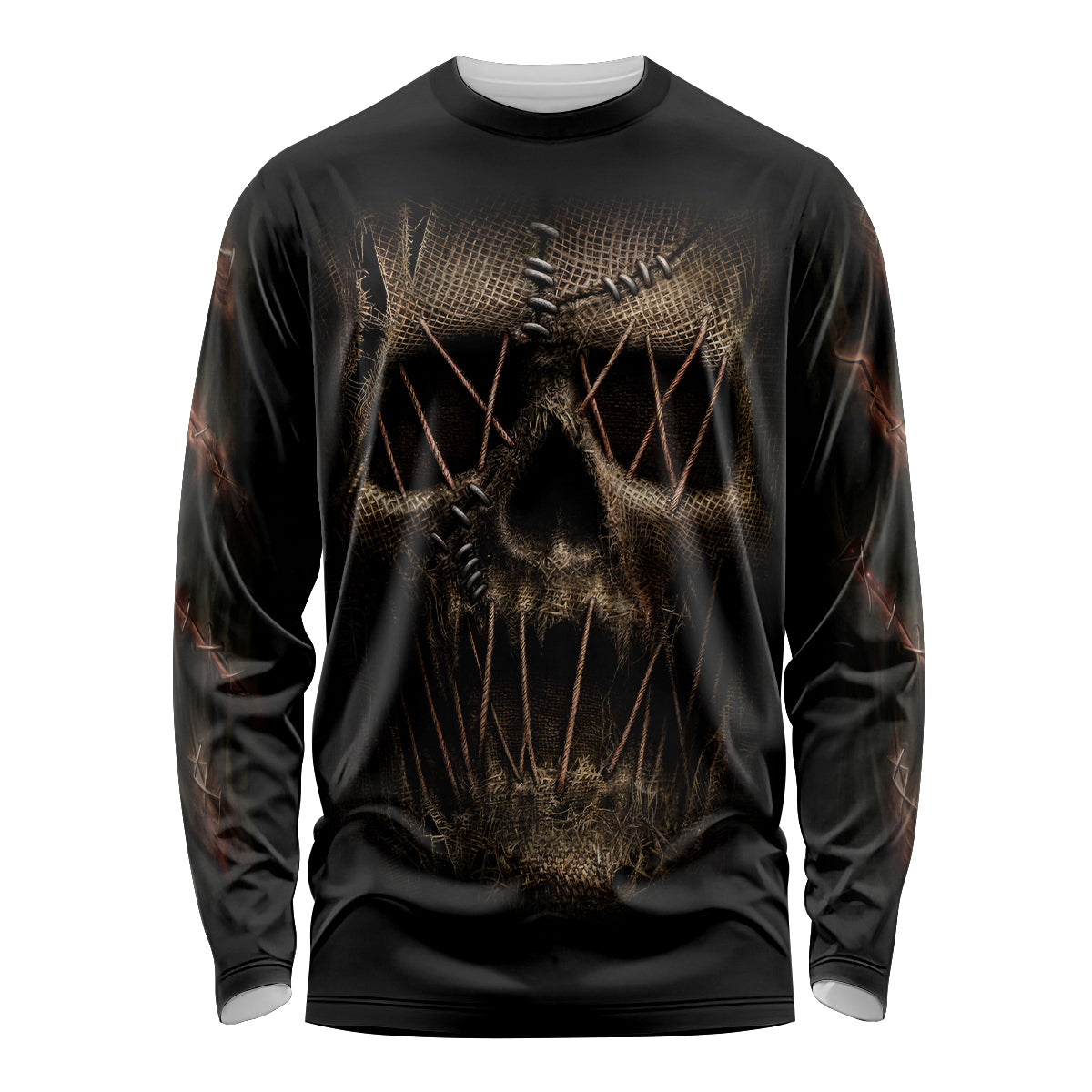 Skull Long Sleeve Shirt Mummy Face Inside - Wonder Print Shop