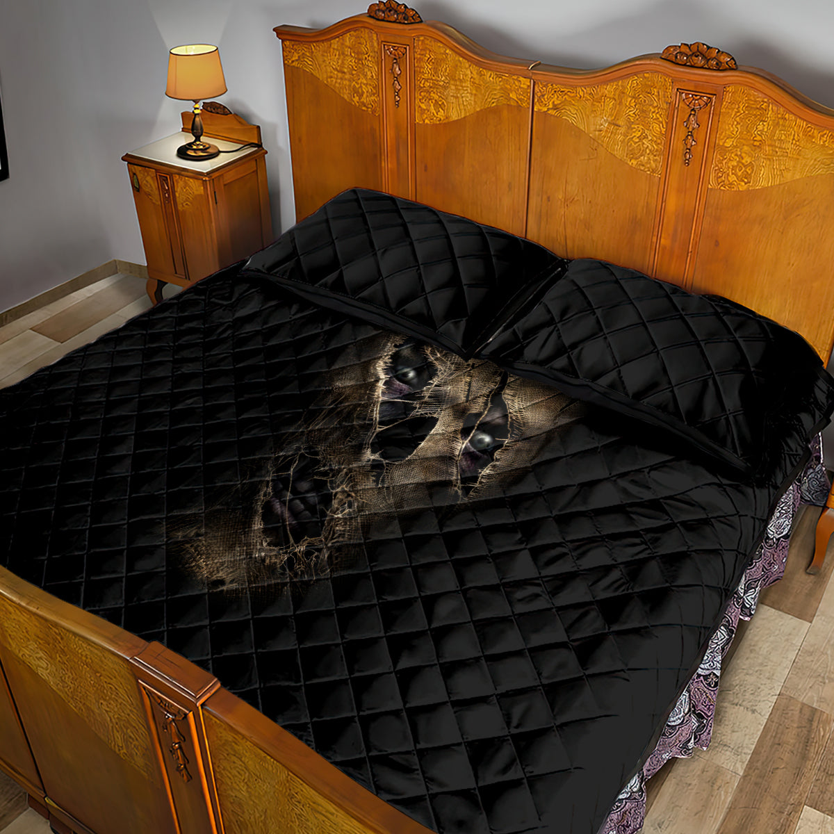 Skull Quilt Bed Set Mummy Face Inside - Wonder Print Shop