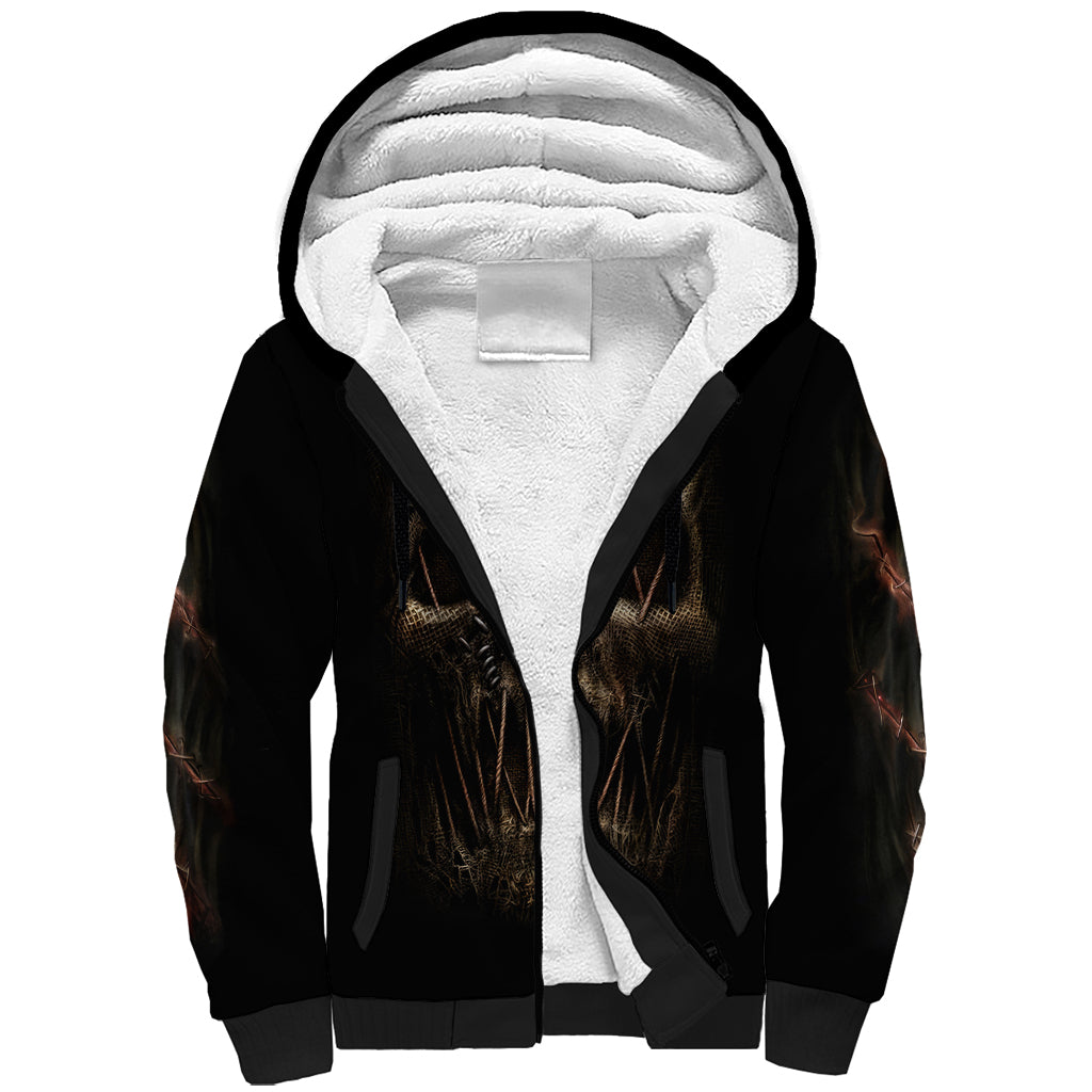 Skull Sherpa Hoodie Mummy Face Inside - Wonder Print Shop