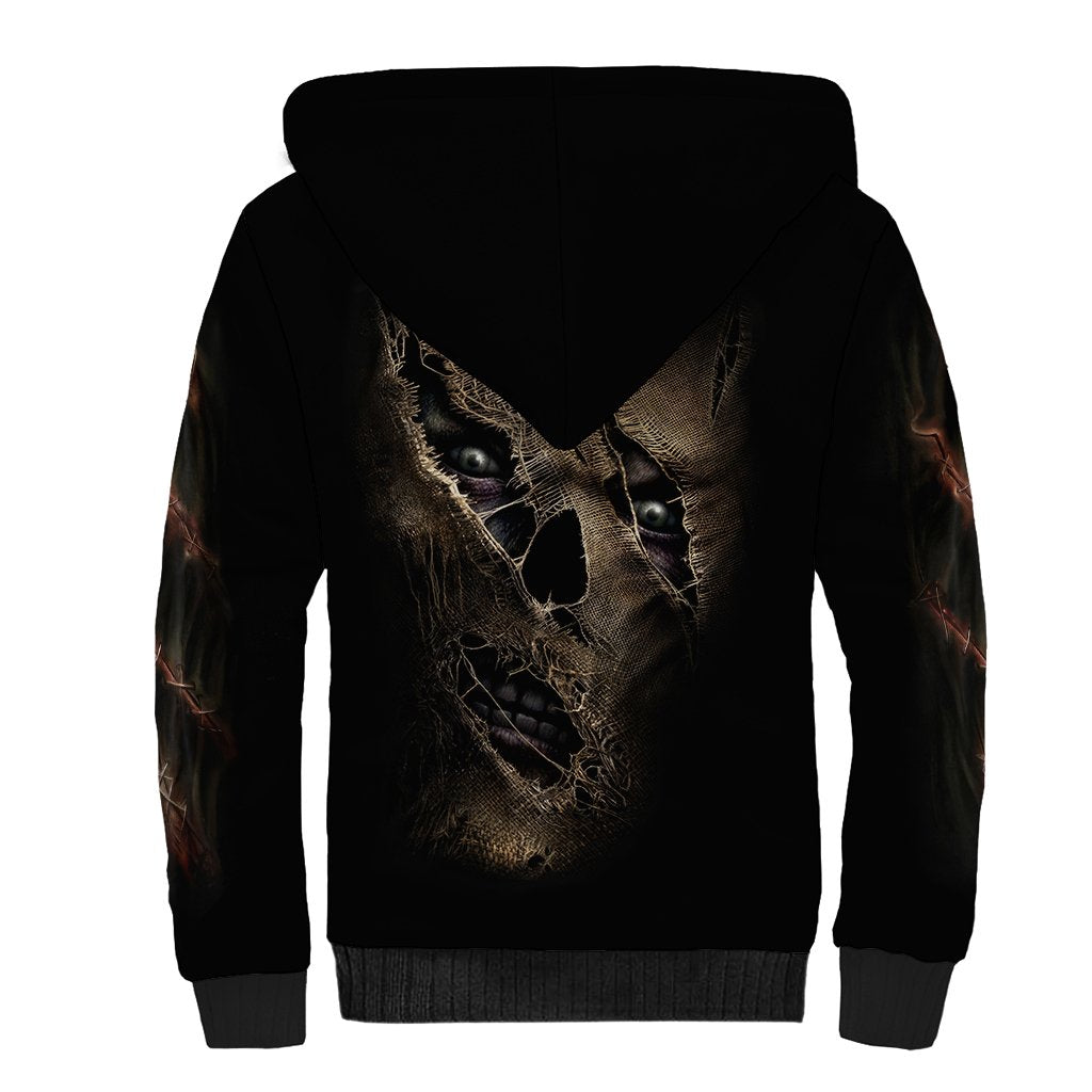 Skull Sherpa Hoodie Mummy Face Inside - Wonder Print Shop