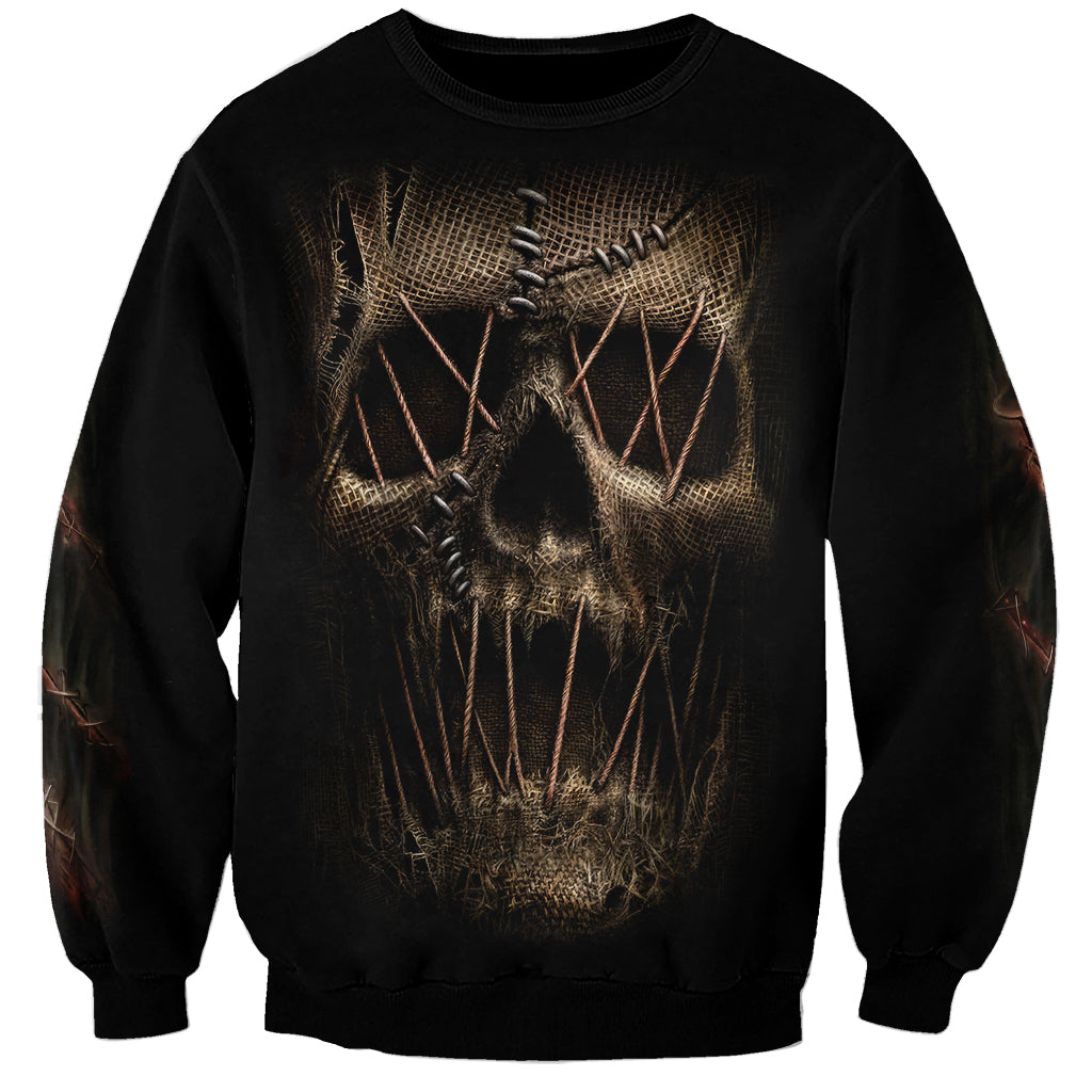 Skull Sweatshirt Mummy Face Inside - Wonder Print Shop