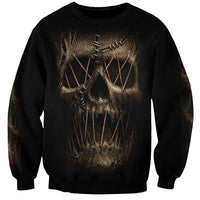 Skull Sweatshirt Mummy Face Inside - Wonder Print Shop