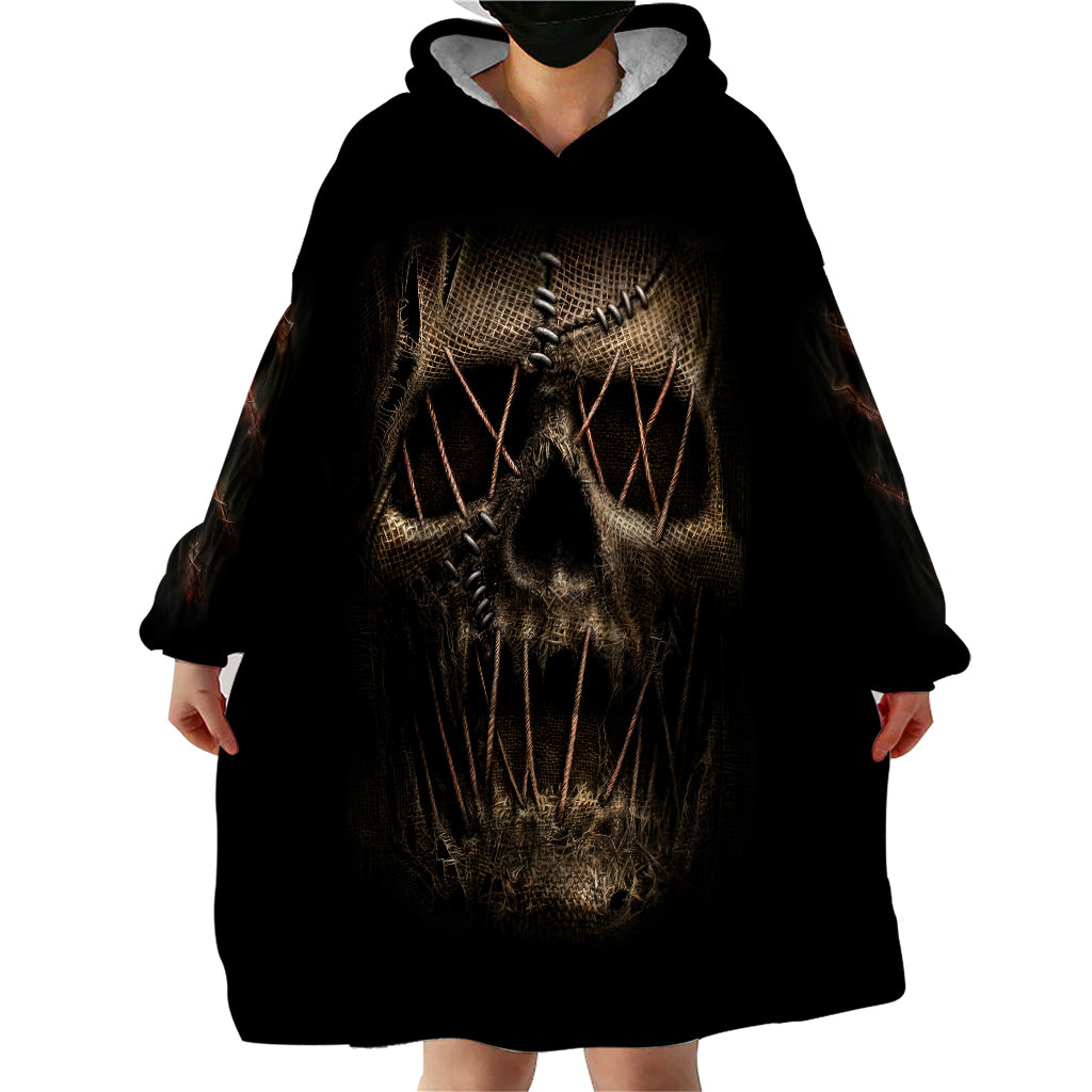 Skull Wearable Blanket Hoodie Mummy Face Inside - Wonder Print Shop