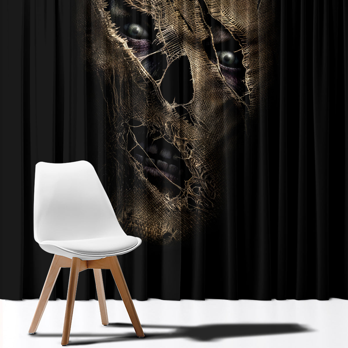 Skull Window Curtain Mummy Face Inside - Wonder Print Shop