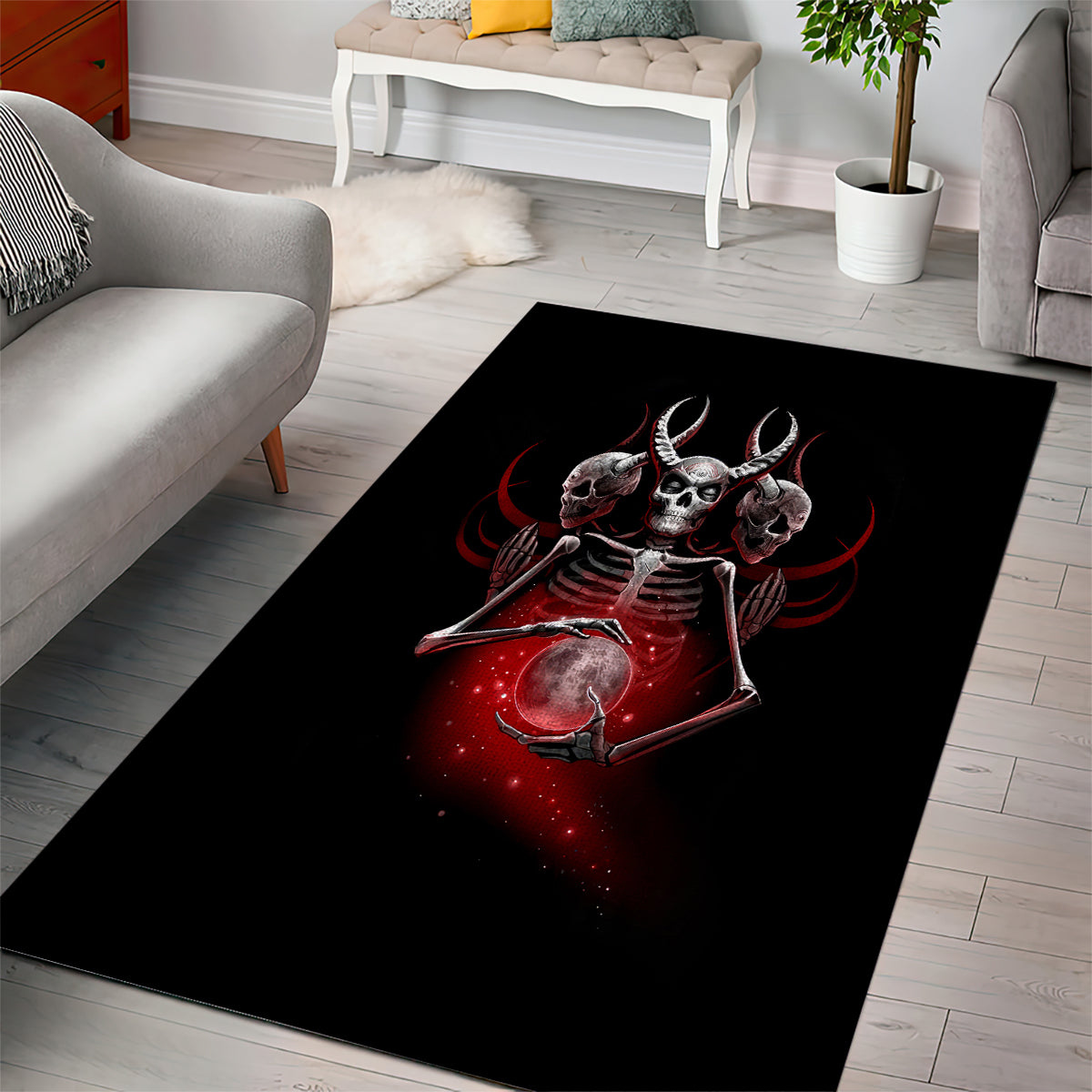 Skull Area Rug Prayer Skull - Wonder Print Shop