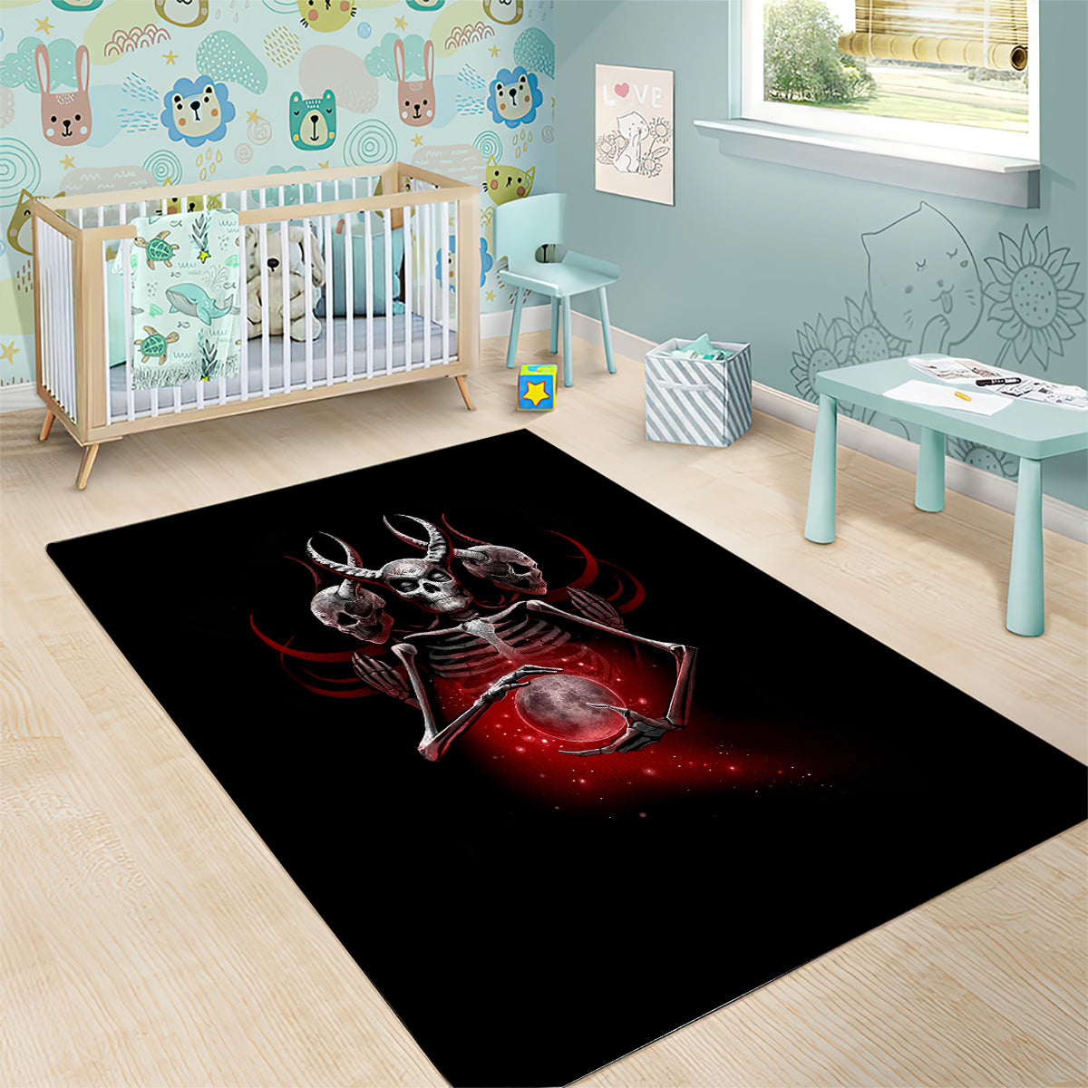 Skull Area Rug Prayer Skull - Wonder Print Shop