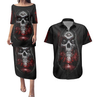 Skull Couples Matching Puletasi Dress and Hawaiian Shirt Prayer Skull - Wonder Print Shop