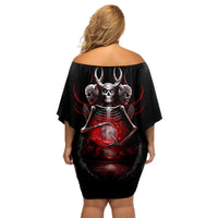 Skull Off Shoulder Short Dress Prayer Skull - Wonder Print Shop