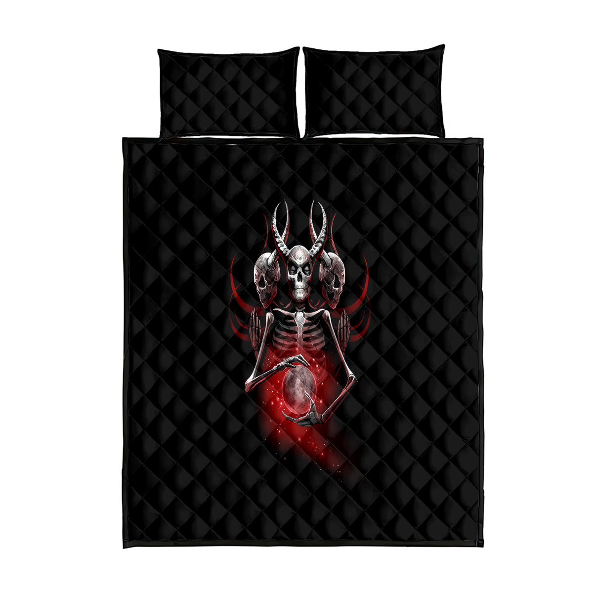 Skull Quilt Bed Set Prayer Skull - Wonder Print Shop