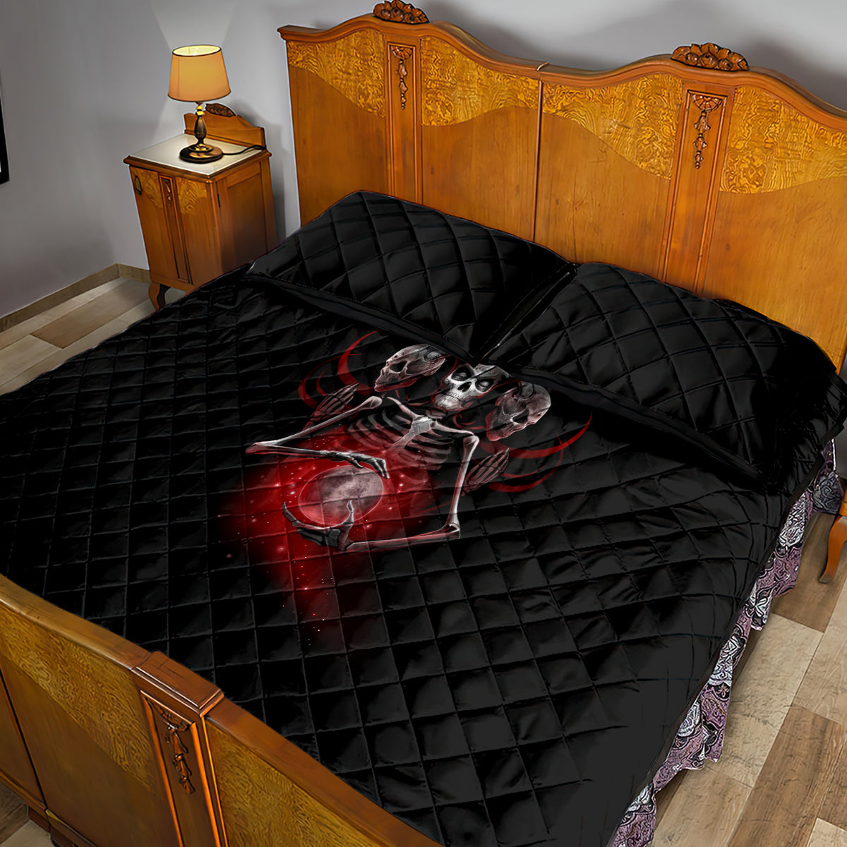 Skull Quilt Bed Set Prayer Skull - Wonder Print Shop