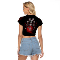 Skull Raglan Cropped T Shirt Prayer Skull - Wonder Print Shop