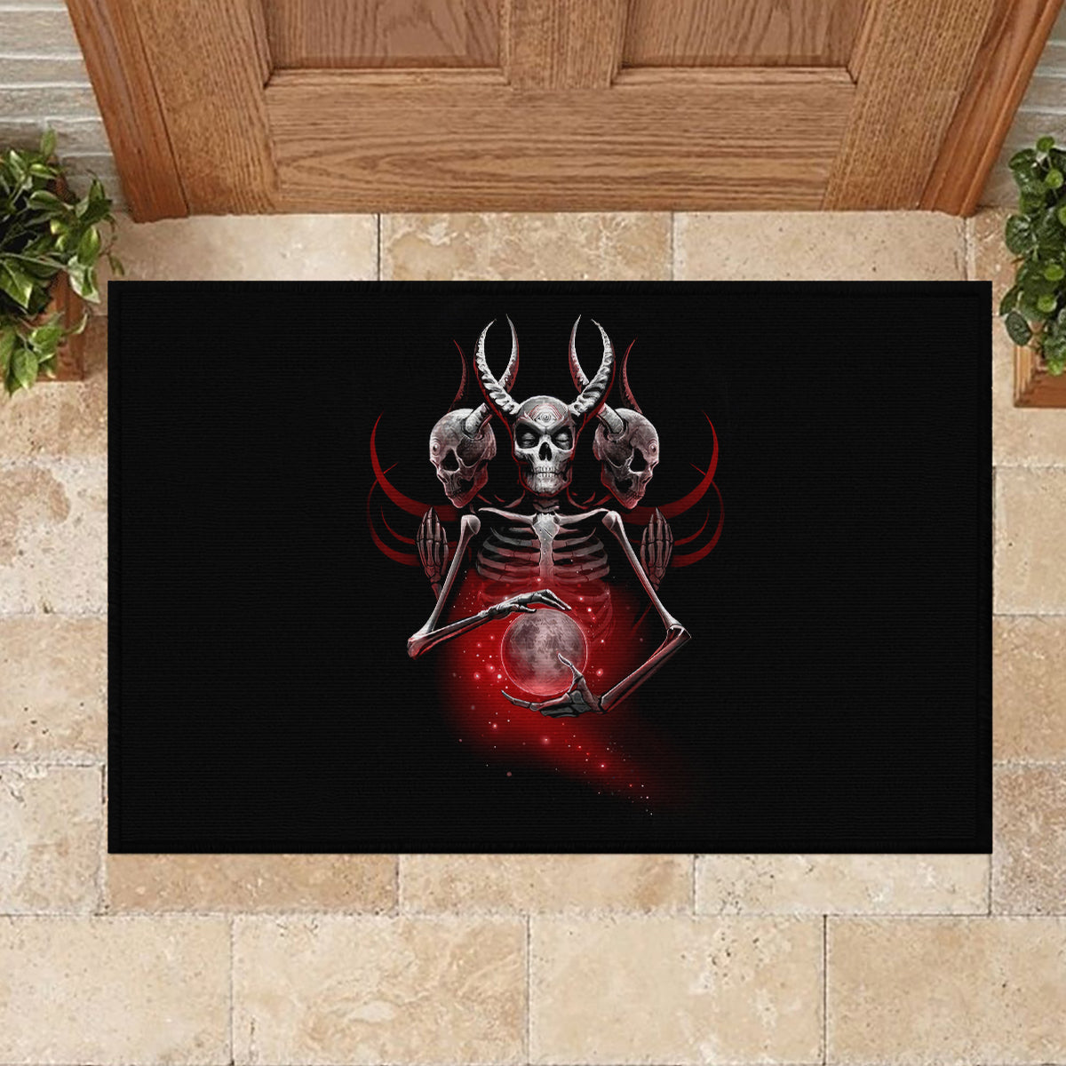 Skull Rubber Doormat Prayer Skull - Wonder Print Shop