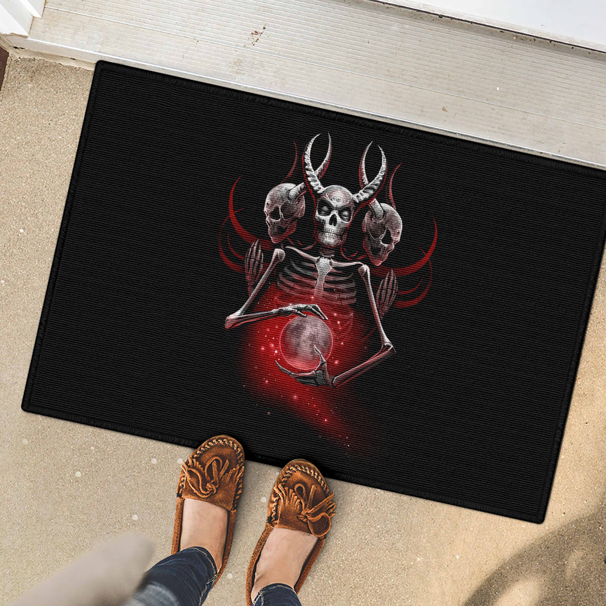 Skull Rubber Doormat Prayer Skull - Wonder Print Shop