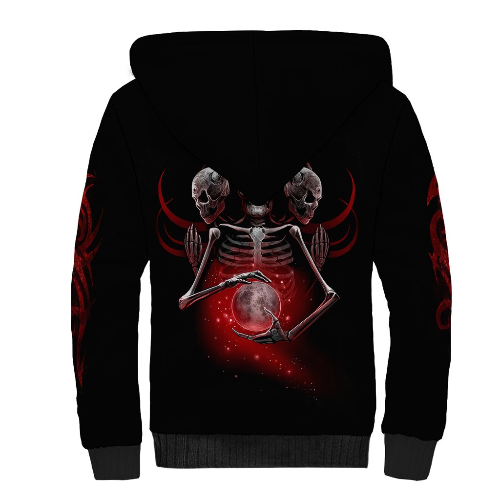 Skull Sherpa Hoodie Prayer Skull - Wonder Print Shop