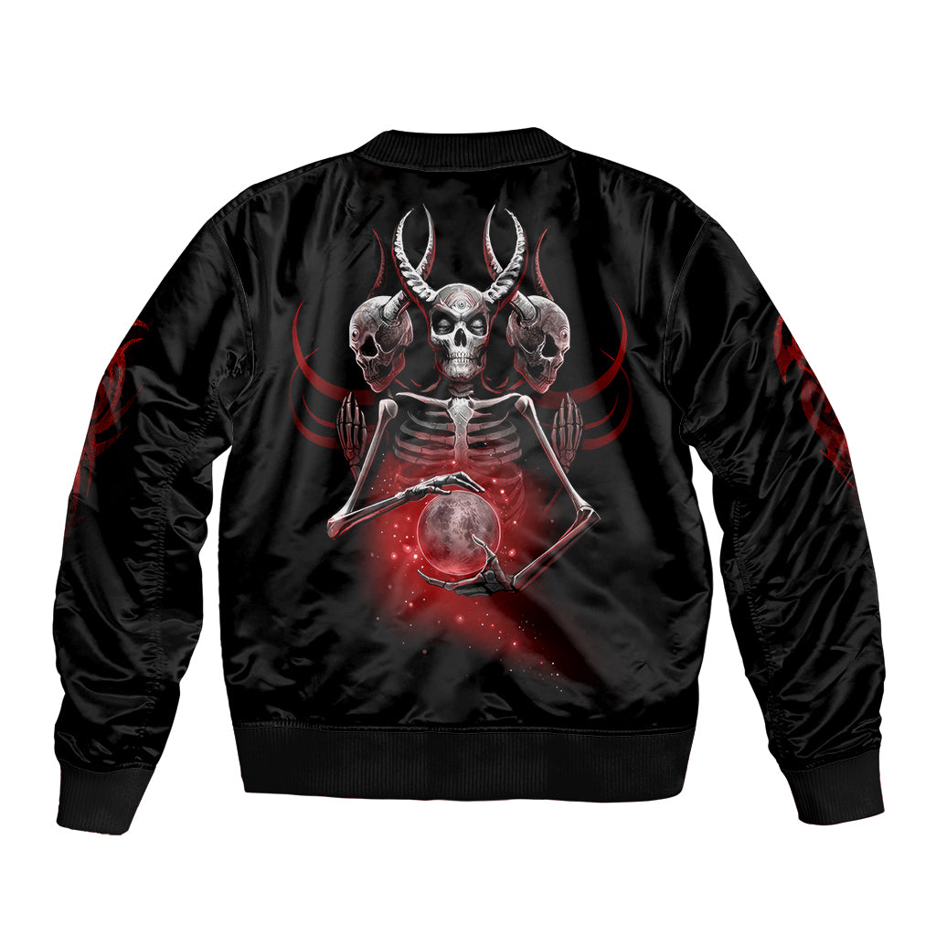 Skull Sleeve Zip Bomber Jacket Prayer Skull - Wonder Print Shop