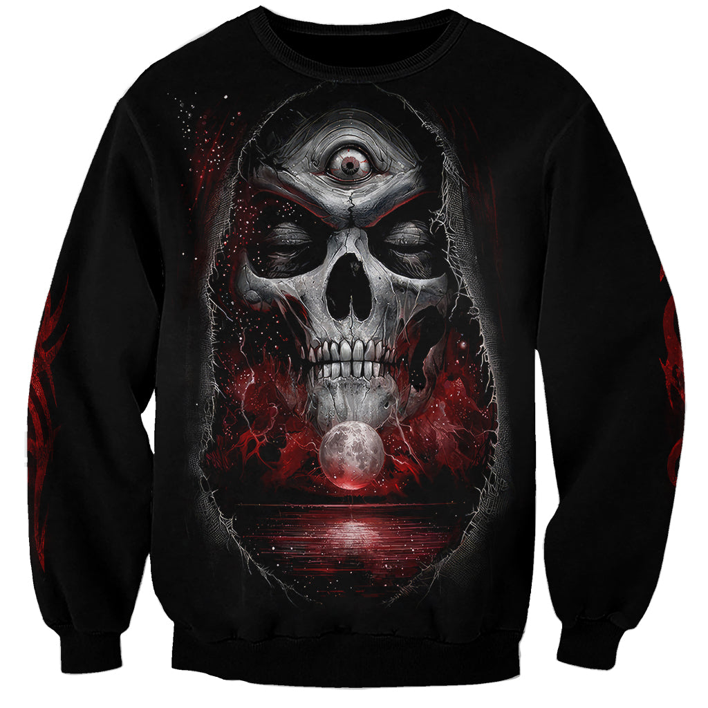 Skull Sweatshirt Prayer Skull - Wonder Print Shop