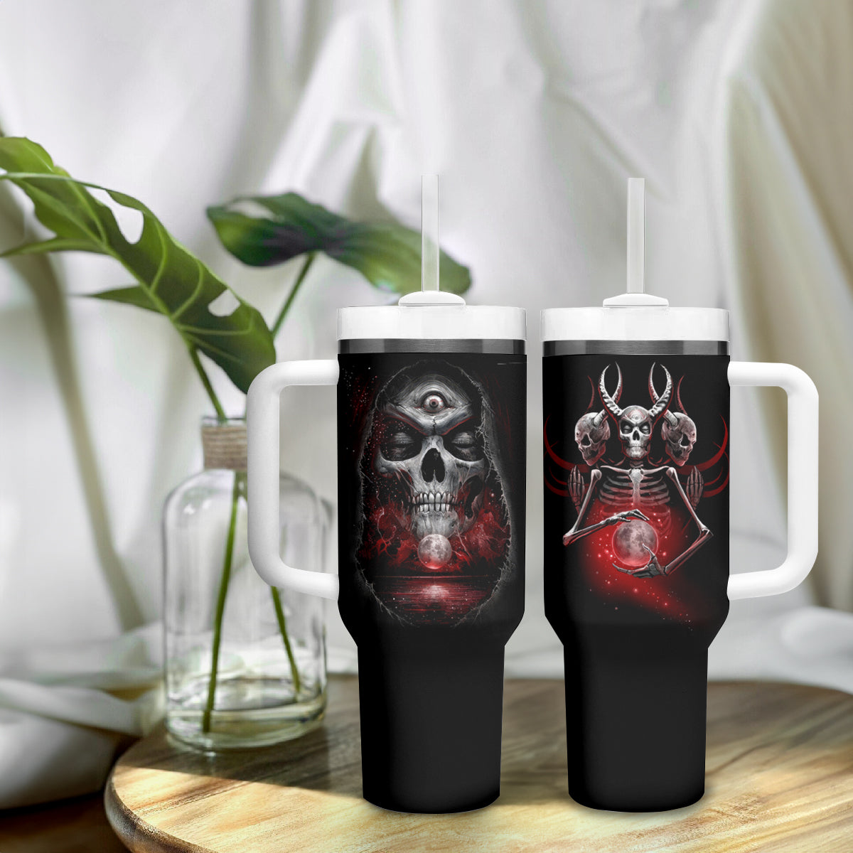 Skull Tumbler With Handle Prayer Skull - Wonder Print Shop